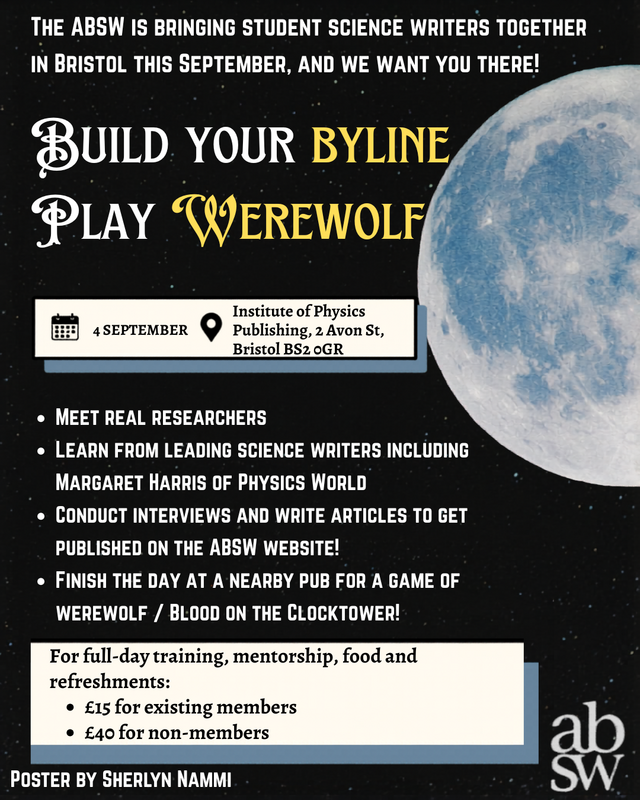 Promotional card for the ABSW Werewolf Night (full card)