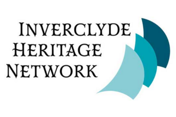 Inverclyde Heritage Network and logo of 3 blue sails