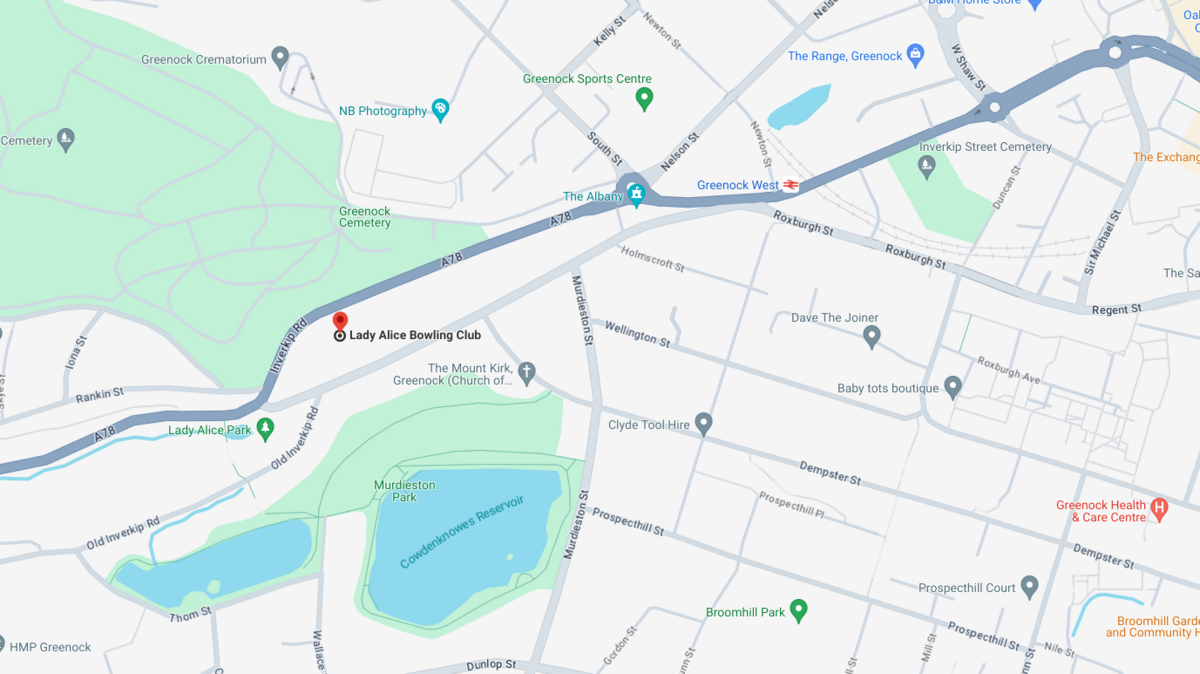 MAp showing the venue - Lady Alice Bowling Club