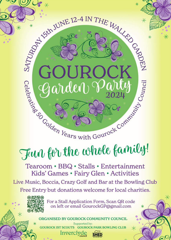 Poster with details of gourock garden party on 15/6/24