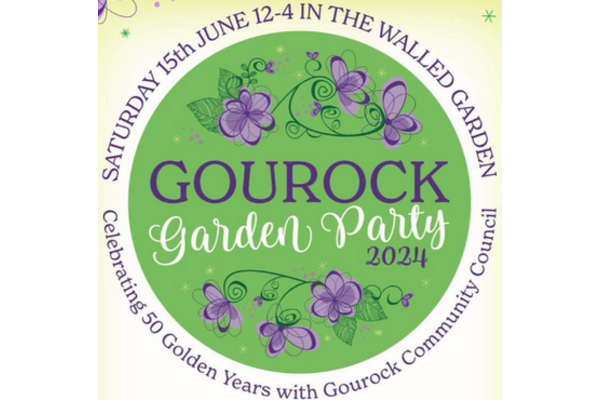 logo and details on Gourock garden party