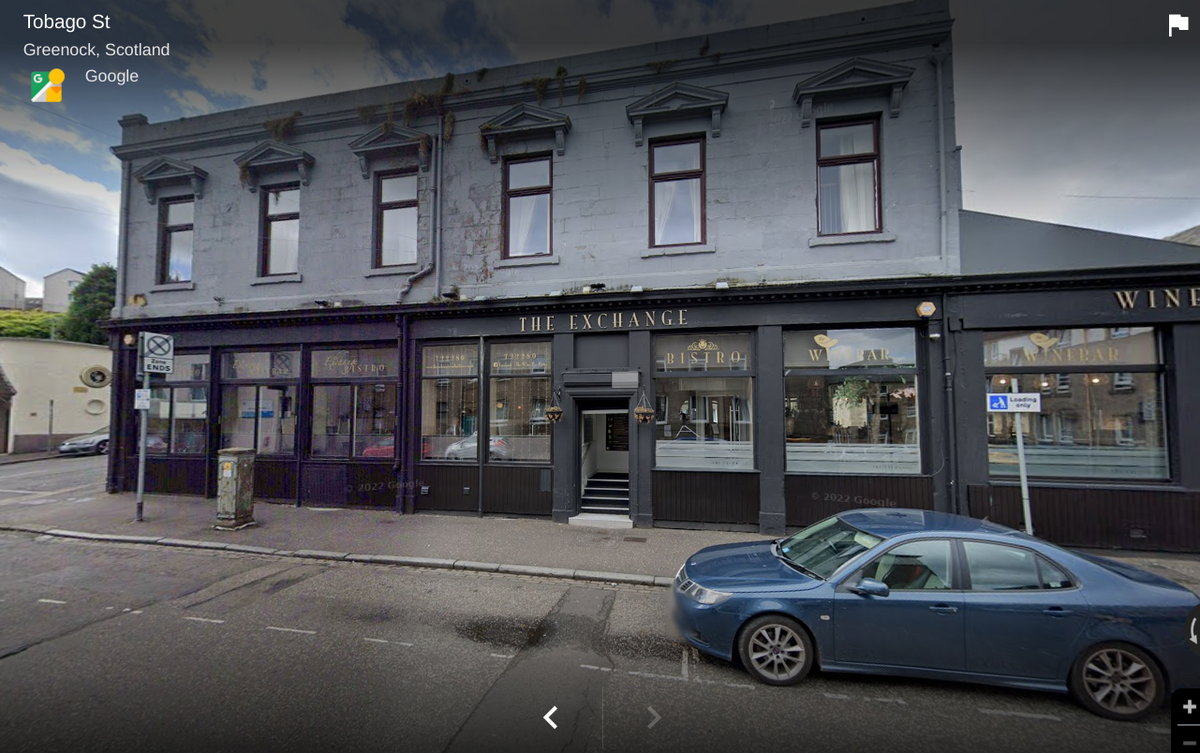 image of the outside of exchange bar in greenock