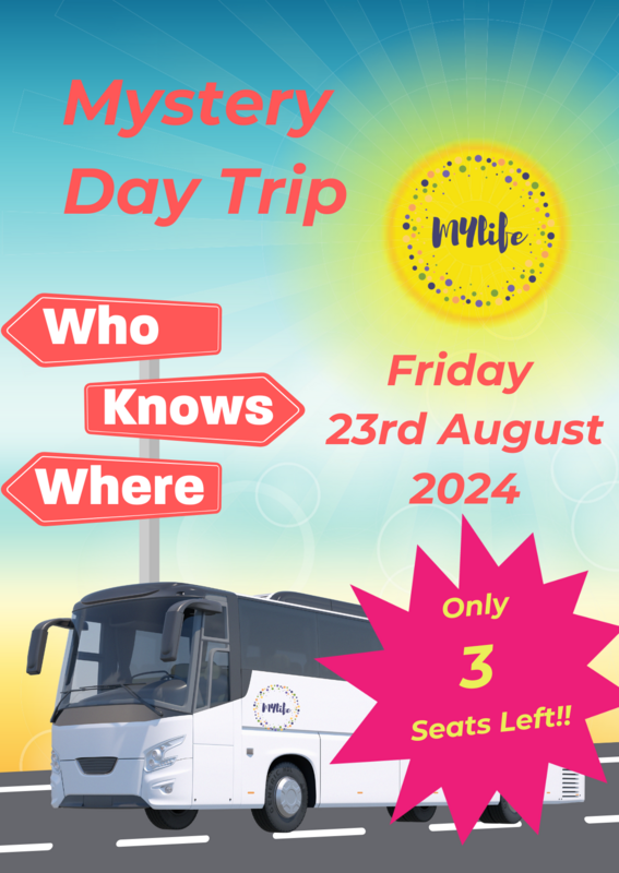 Poster for mystery day trip with only 3 seats left