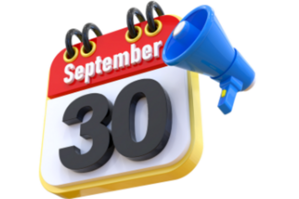 30 September calendar page and loudspeaker