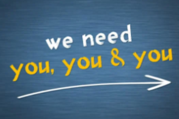 writing 'we need you, you and you'