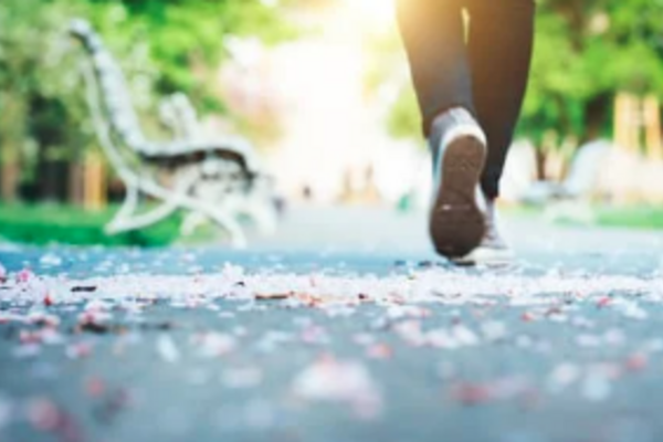 View of someone who is walking's feet