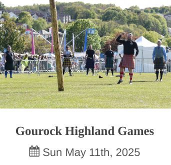 Poster with details of gourock games in may