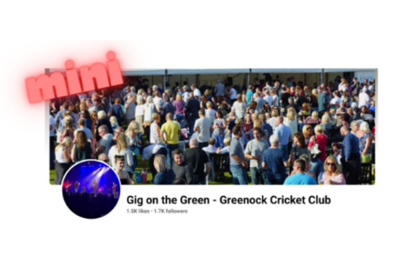 Poster mini gig on green showing crowds of people
