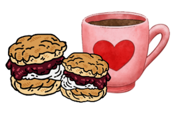 coffee cup and scones