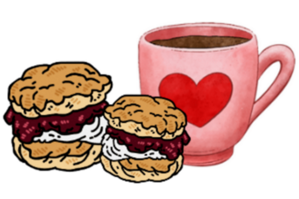 coffee cup and scones