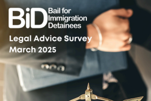 Image of report cover, a lawyer with the scales of justice