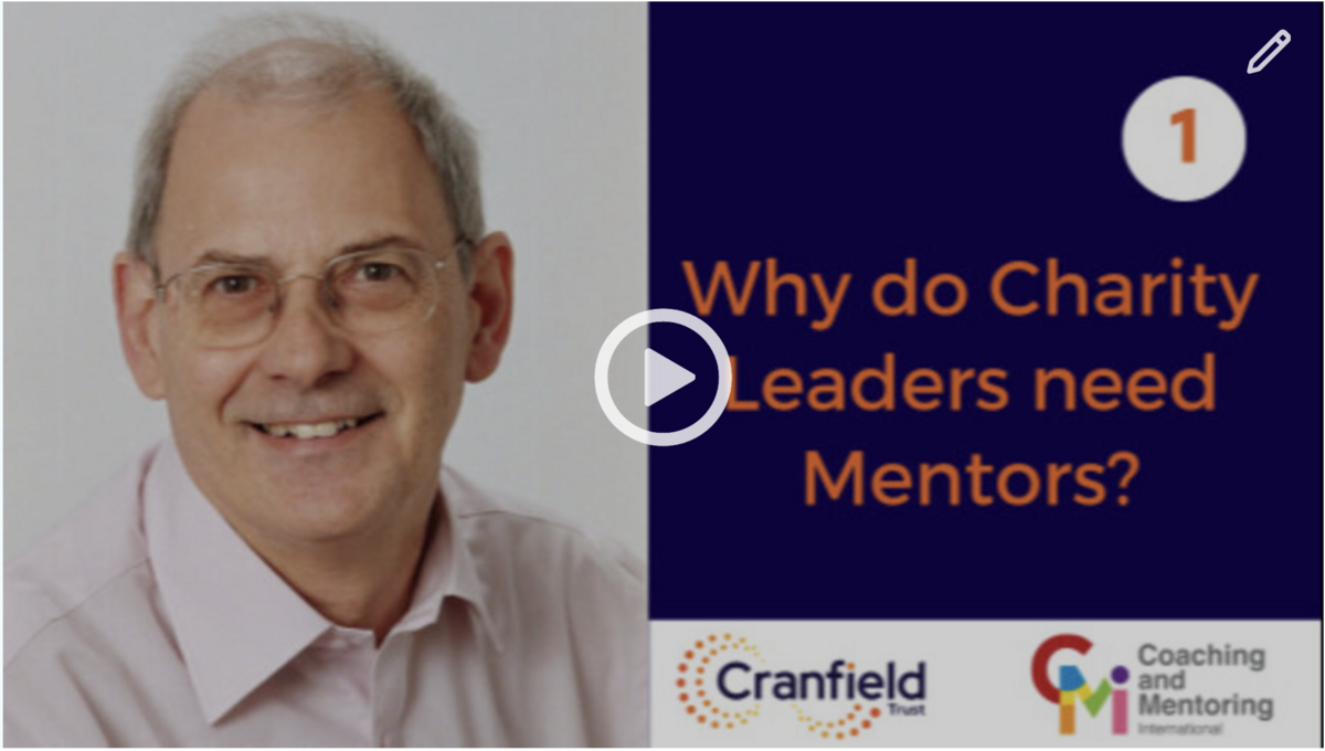 A screenshot of the opening page of a mentoring video titled Why do charity leaders need mentors?