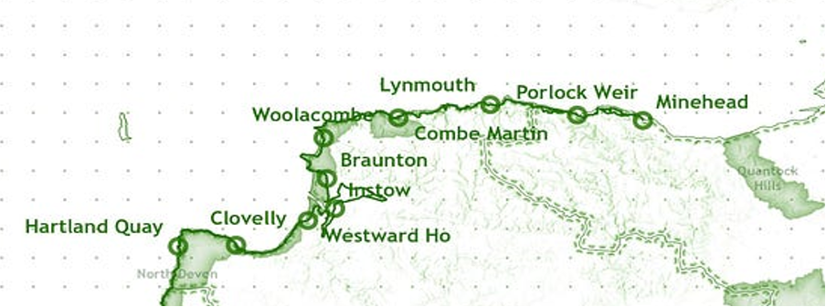 Map of the South West Coastal Path