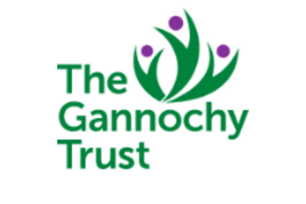 The Gannochy Trust logo with the words in green and an graphic of three people reaching upwards 