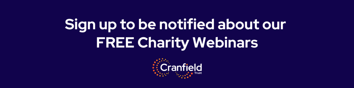 Banner saying 'sign up to be notified about our free charity webinars.