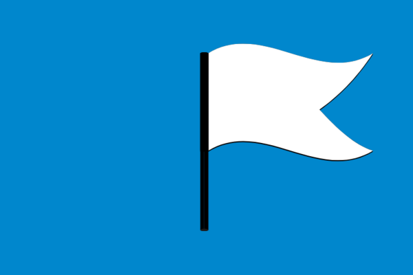 Graphic of white flag on a blue background