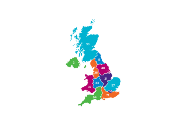 Coloured map of UK