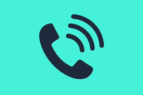 Graphic of a telephone against a blue background