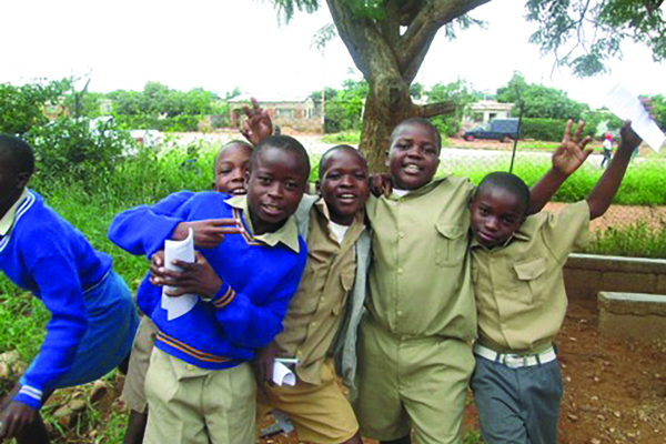 A group of young school boys in Zimbabwe