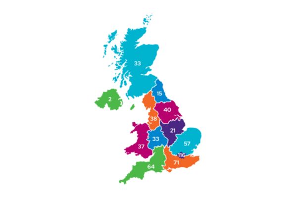 colourful map of the UK