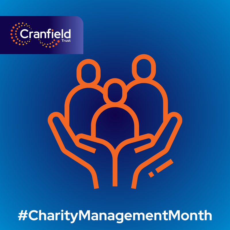 Graphic of hands holding people to represent charity management month