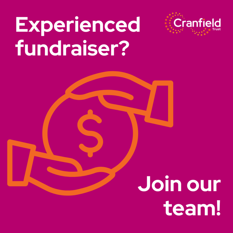 Graphic with two hand cupping a bag of money in orange on a pink background, also with the words 'Experience fundraiser?' in the top left of the graphic and 'Join our Team!' in the bottom left hand corner