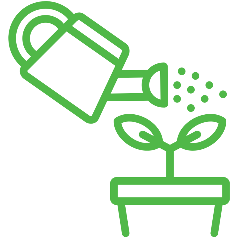 A graphic of a watering can and a seedling to symbolising nurturing future generations through leaving a gift in a will