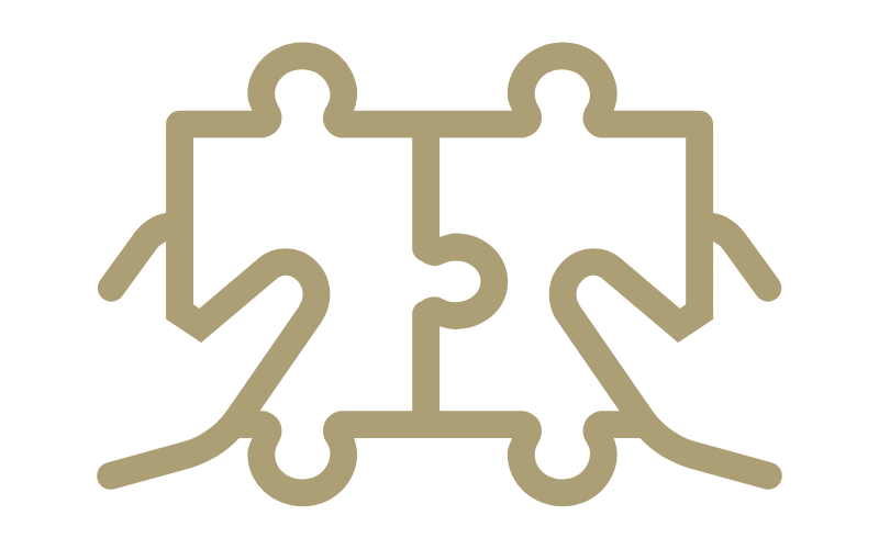 Two puzzle pieces being matched together