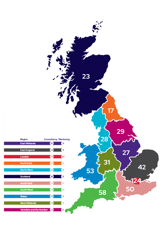Coloured map of the UK