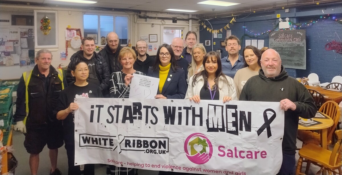 Salcare and White Ribbon banner