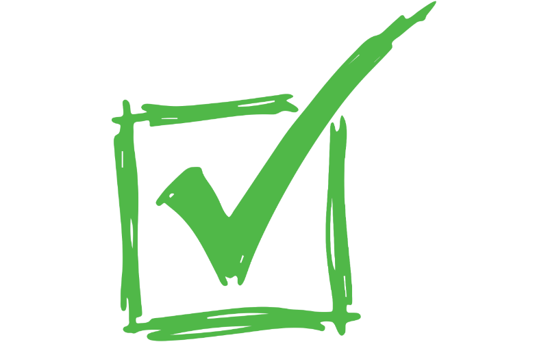 a green tick in a box