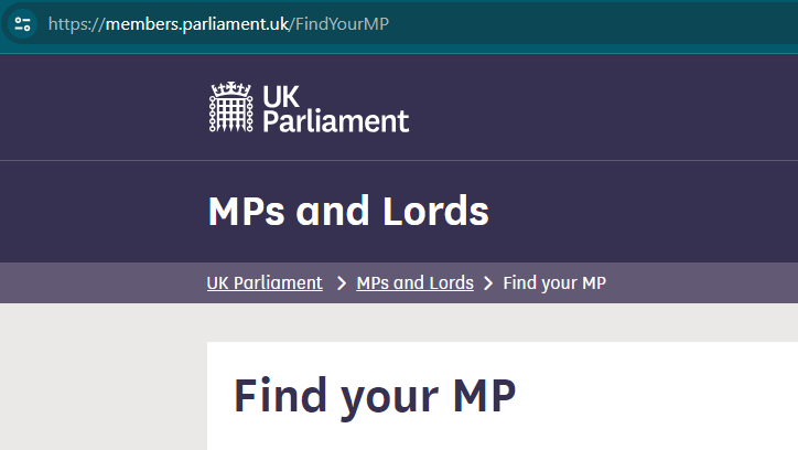 Find My MP .gov website image and link