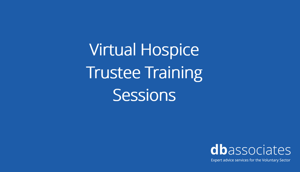 a title saying Virtual Hospice Trustee Training Sessions 