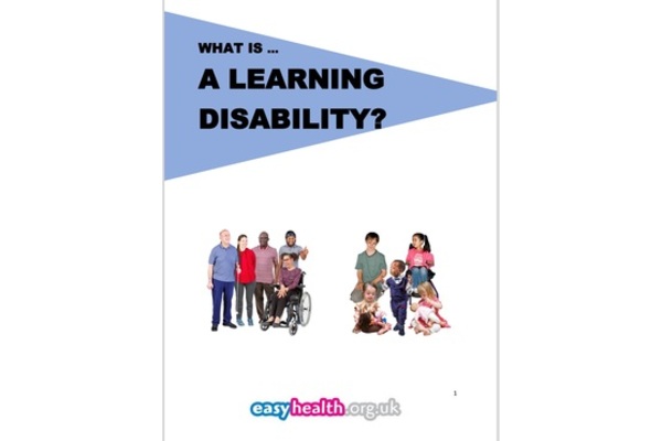 The image shows 5 people on the left hand side. One of them  is in a wheelchair, another person is standing behind with their left thumb up, whilst beside them there are 3 other people. One of them has a pink polo top on, whilst the next person is wearing a red top and then there's a person in a blue top, holding a guide stick. On the right hand side there is another image of 5 children.