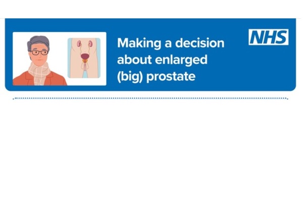 This image shows someone with glasses on the left hand side, with an image of the prostate area on the right hand side