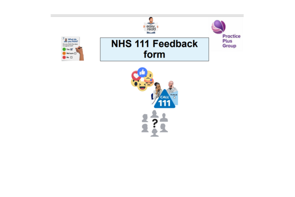 The image shows 6 emojis in a circle, 2 people speaking to each other on the phone and a question mark in the middle of a a number of grey heads.
