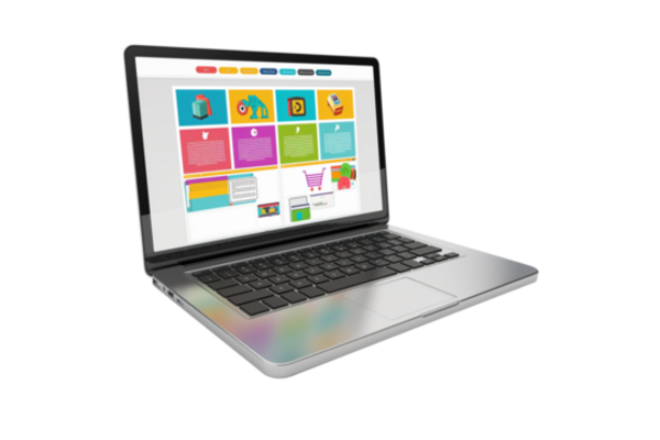 Laptop with information on the screen
