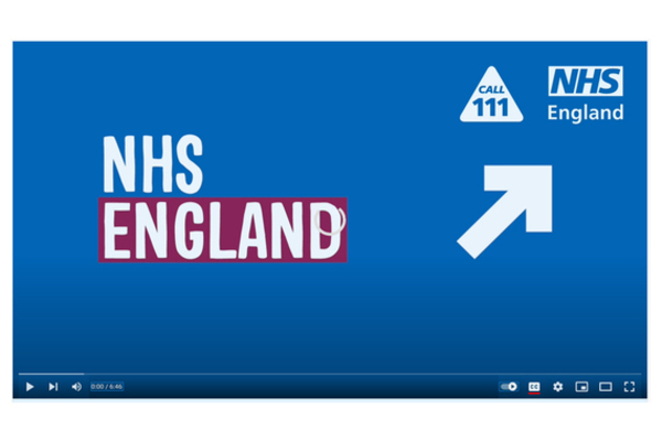 start picture of the video with the NHS logo and the 111 logo