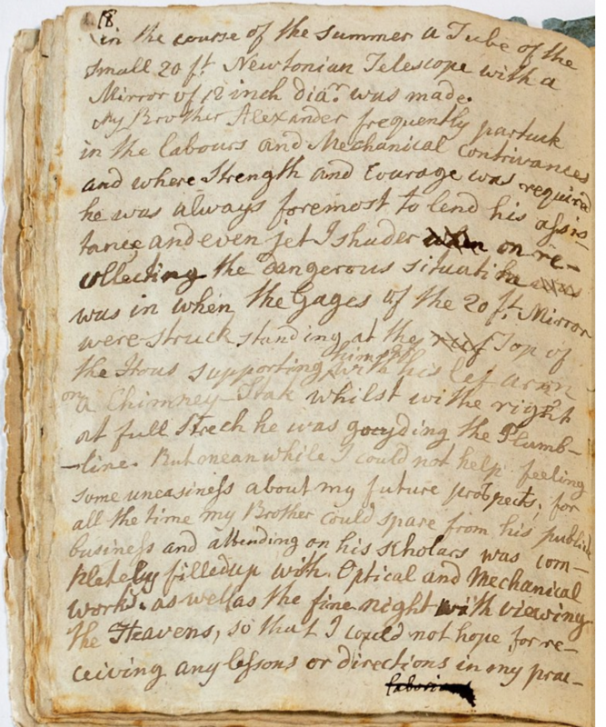 Caroline Herschel Memoir Manuscript © Herschel Museum of Astronomy, Bath Preservation Trust