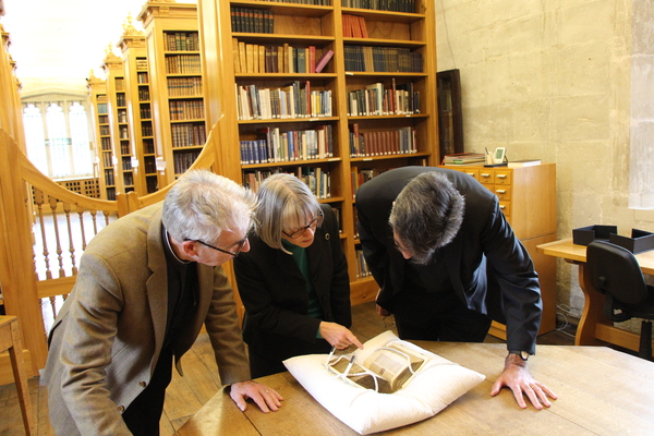 The Bible being studied by the Canon Chancellor, Librarian and the Dean