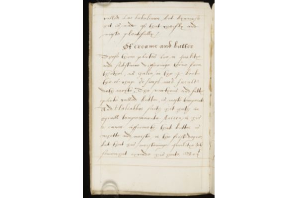 ‘Of creame and butter’, with a reference to the work of the Persian physician Ali ibn al-'Abbas al-Majusi, Latinised as Haliabbas.