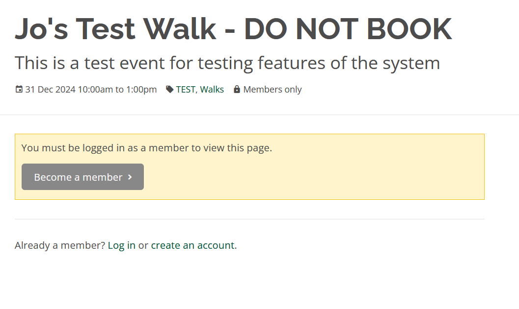 Join / log in screen