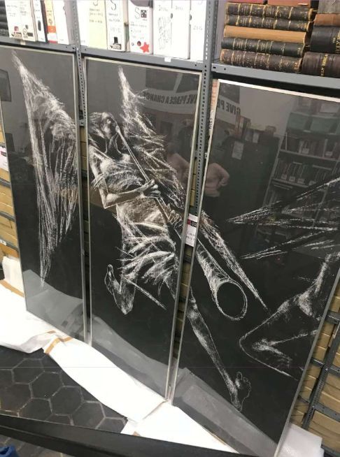 Picture of Hutton Cartoon while in storage