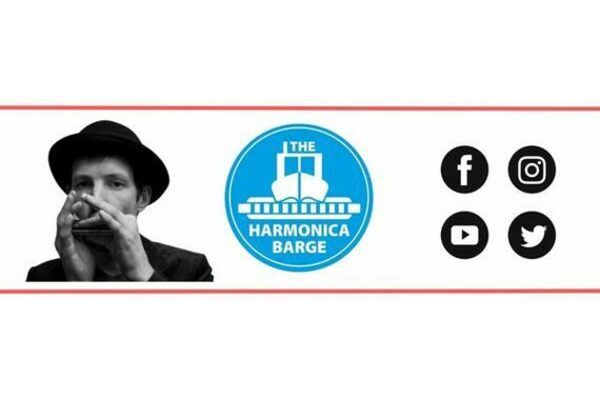 Harmonica Barge logo and photo of Ed Hopwood