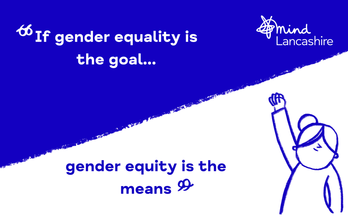 Text graphic saying if gender equality is the goal... gender equity is the means