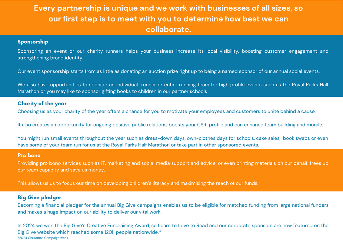 How Learn to Love to read works with Corporate partners