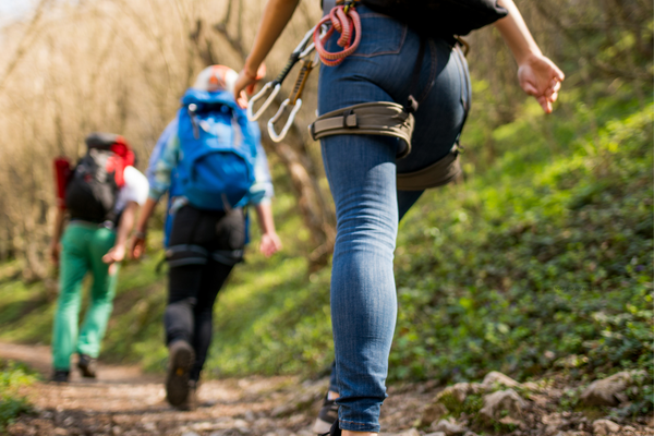 3 walkers or hikers. Your chance to take part in a walking race for charity