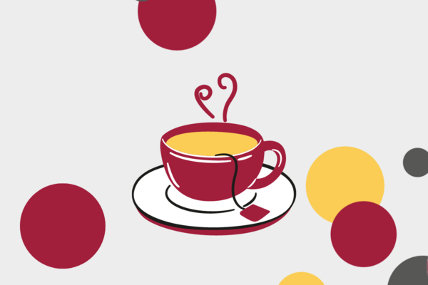 Illustration of cup of tea on grey background