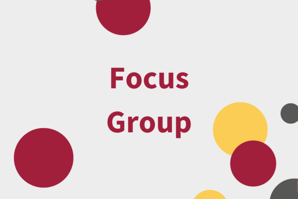 'Focus Group' in red font on grey background