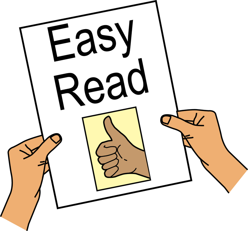 Hands holding an easy read document